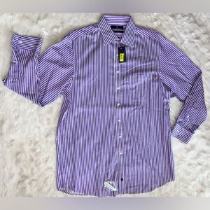 Hart Schaffner Marx Button Down Striped Dress Shirt Large NWT